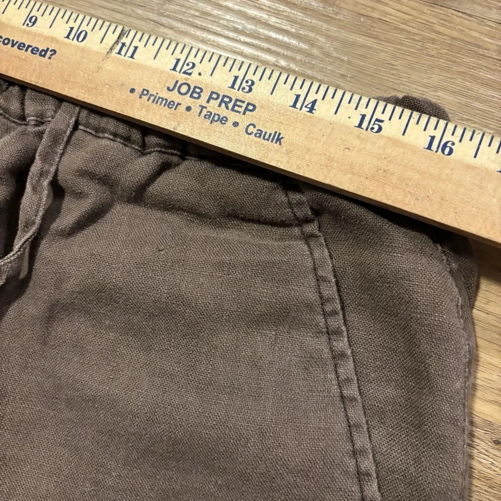Martin Gordon Pants Mens L Brown 100% Linen Wide Leg Relaxed Trousers Drawstring